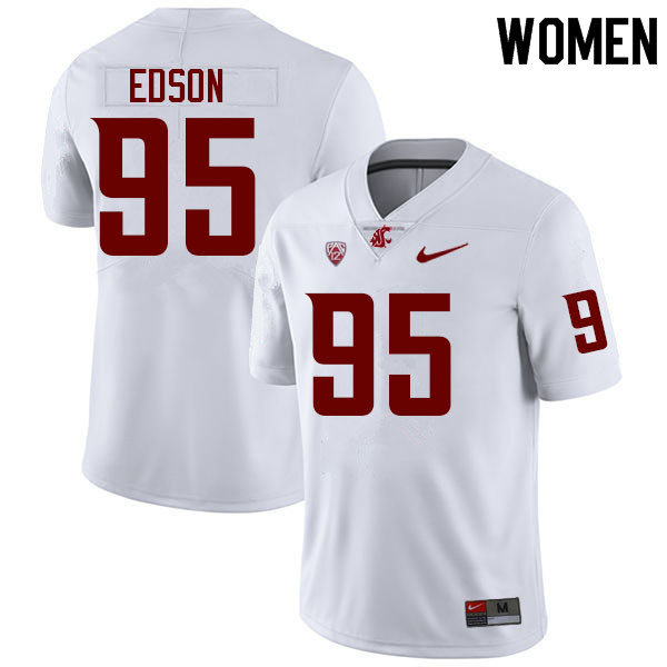 Women #95 Andrew Edson Washington State Cougars College Football Jerseys Sale-White - Click Image to Close